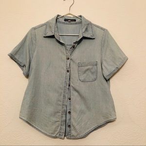 Brandy Melville Cropped Denim Short Sleeve Top